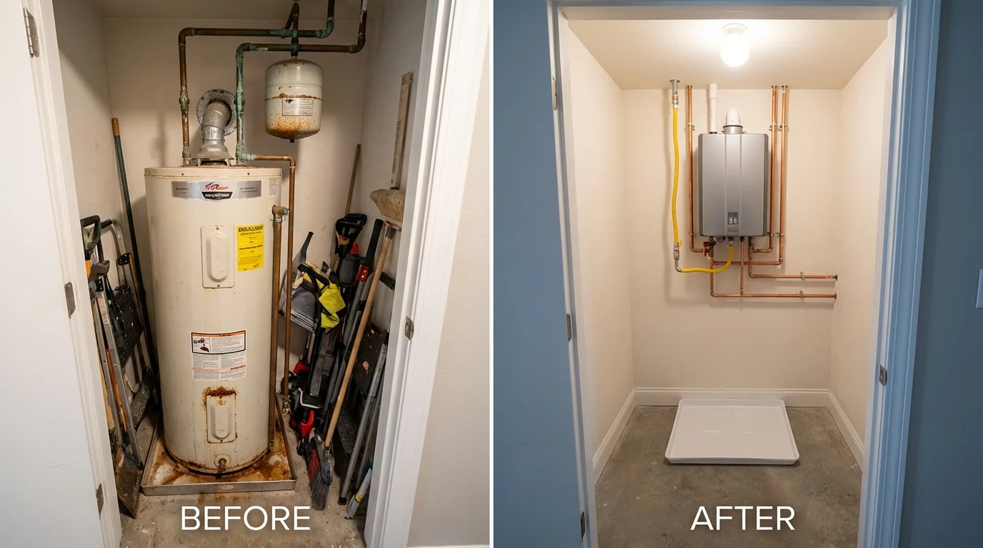 Tank water heater versus wall-mounted tankless unit comparison for Troy, PA homeowners